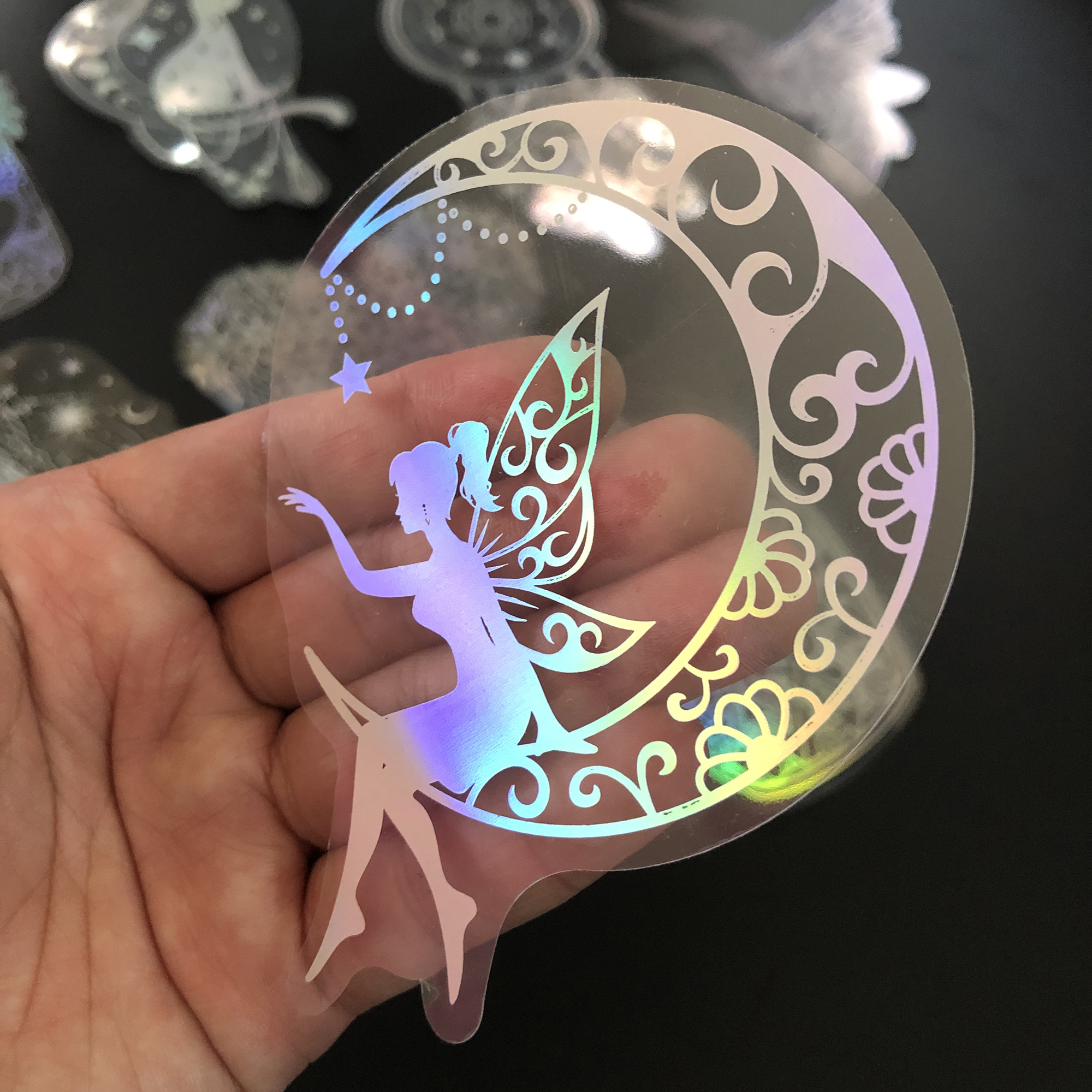 Candle X - 10 sztuk większych naklejek holograficzny brokat